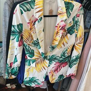 Ovi Tropical Leaf Print Blazer